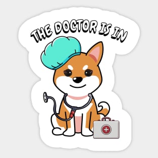 Cute orange dog is a doctor Sticker